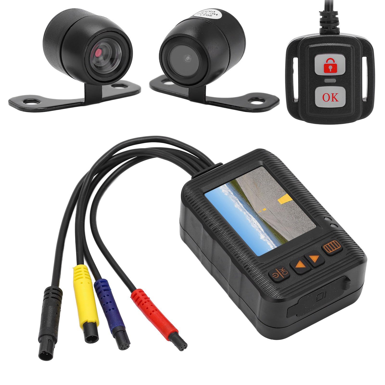 Dash CAM de Motocicleta, Cámara Frontal y Trasera de Conducción Deportiva, Dashcam Impermeable con Lente Gran Angular, DVR de Grabación en Bucle para Motocicleta