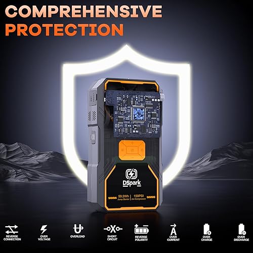 Miniatura 5 de B31 2000A Arrancador de salto con compresor de aire de 150 PSI, paquete de batería de arranque para motores de gas de hasta 7.0 L y 6.5 L, salto