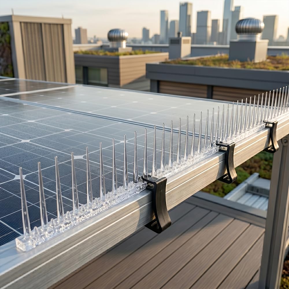 PikArt Solar Panel Bird Spikes (Pack of 1) Transparent Anti-Pigeon Spikes for Solar Panels, Rooftops & Ledges | Bird Deterrent for Solar Panel Protection-image-4