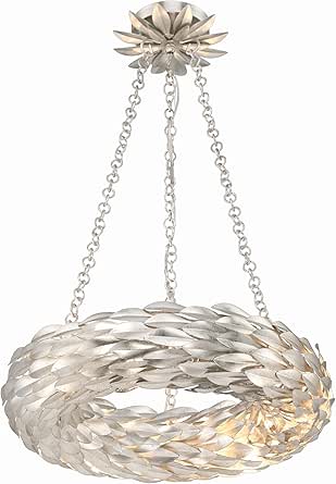 Crystorama Broche 6 Light LED Antique Silver Chandelier
