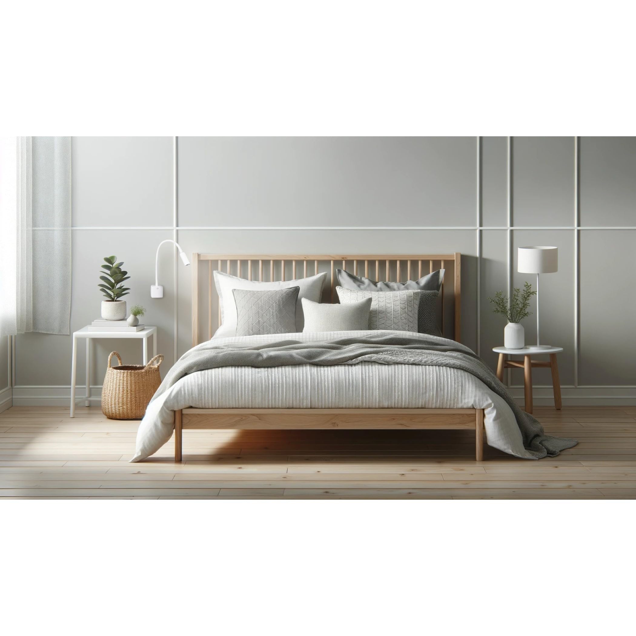 SEBSON Lampara Enchufe Pared LED Blanco, Luz Lectura Regulable | Luz Nocturna Flexible, 4W blanca neutra 4000K, Aplique Pared - Lampara de Noche