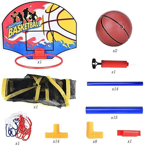 Miniatura 5 de Liberty Imports Juego de tiro de aro de baloncesto para niños, sistema de tiro deportivo interior con mini aro, pelota inflable y bomba