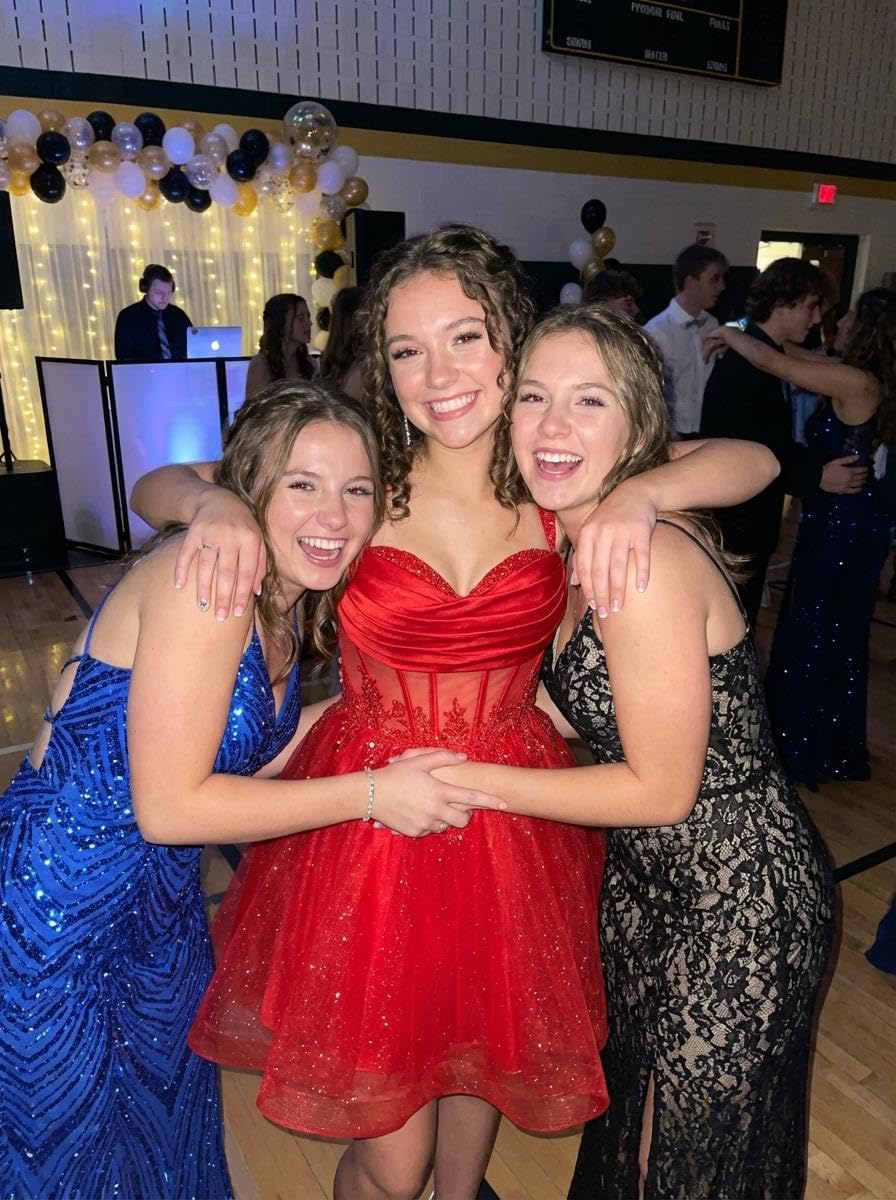 Off Shoulder Short Homecoming Dress for Teens Sparkly Lace DAMA Dress for Quinceanera 3D Floral Tulle Prom Ball Gown - Image 5