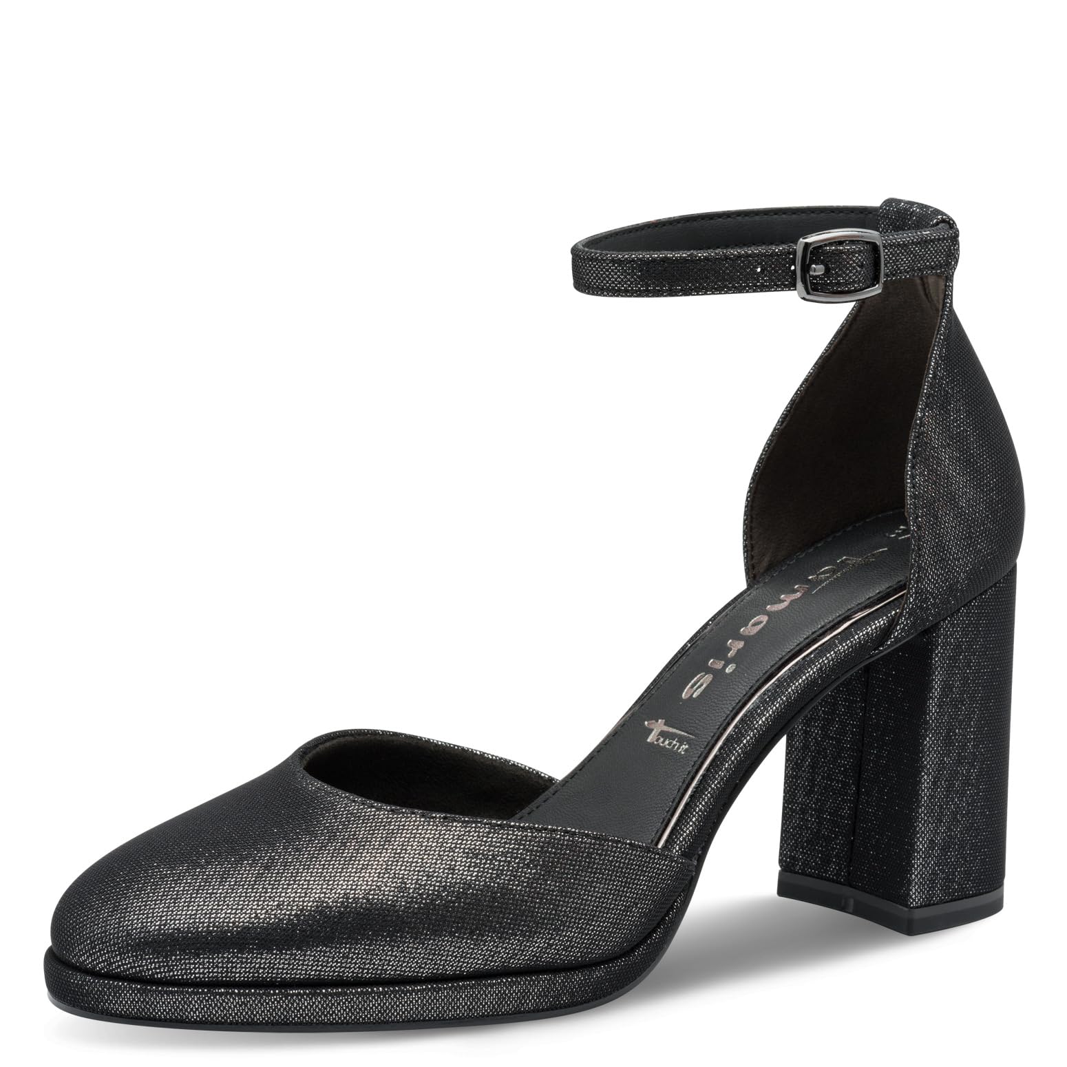 Tamaris Women's Pump with Strap 1-22463-45 Pumps, Pewter Glam, 39 EU, Pewter Glam, 7 UK