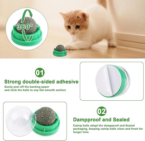 Miniatura 6 de CCINEE 6 bolas de hierba gatera para gatos, juguetes comestibles para gatos para lamer gatos, seguros y saludables, juguetes para masticar, limpieza