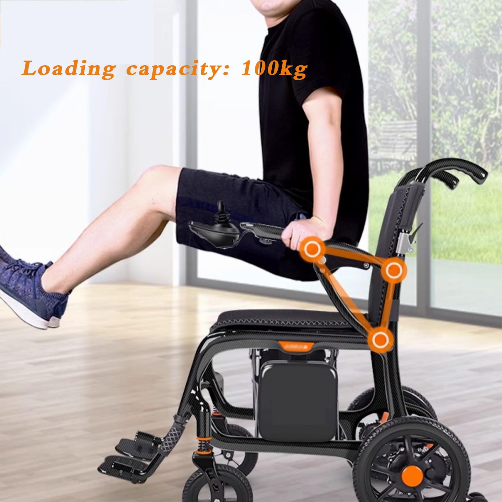 Silla de ruedas eléctrica ultraligera para adultos, estructura de fibra de carbono completa, silla de ruedas eléctrica portátil, plegable, para todo terreno, adecuada para adultos y personas mayores