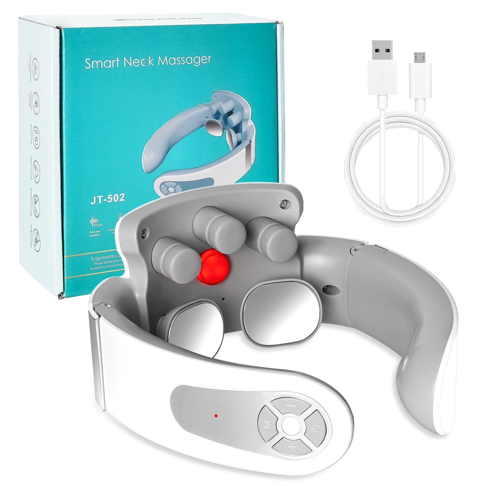 Masajeador Cervical, 5 Modos &15 Niveles Masajeador de Cuellol y Espalda, Eléctrico Neck Massager con Terapia Calor 42°C Relajante de Cuello para Oficina, Viajes, Familia