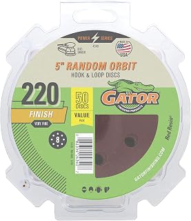 ALI INDUSTRIES 4340 8 Hole Hook and Loop 220 25 CT Grit Disc, 5-Inch, 50-Pack