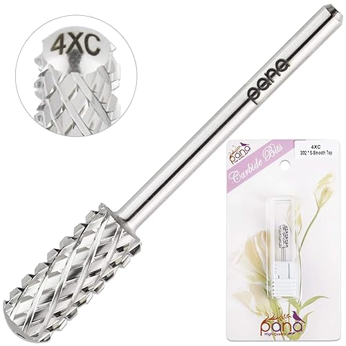 Miniatura 5 de PANA - Broca de carburo de 332 pulgadas para uñas, cabeza pequeña con punta lisa, color plateado (grano grueso 4X)