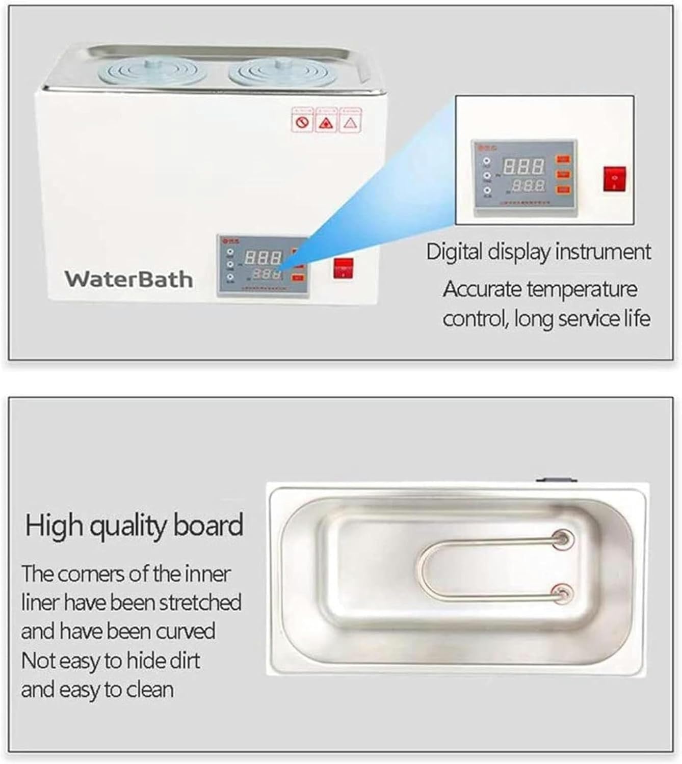 FLTRGO Digital Thermostatic Lab Water Bath, 1/2/4/6Holes Digital Display Electric Heating Thermostatic Water Bath,Stainless Steel Liner Laboratory Water Bath Supplies