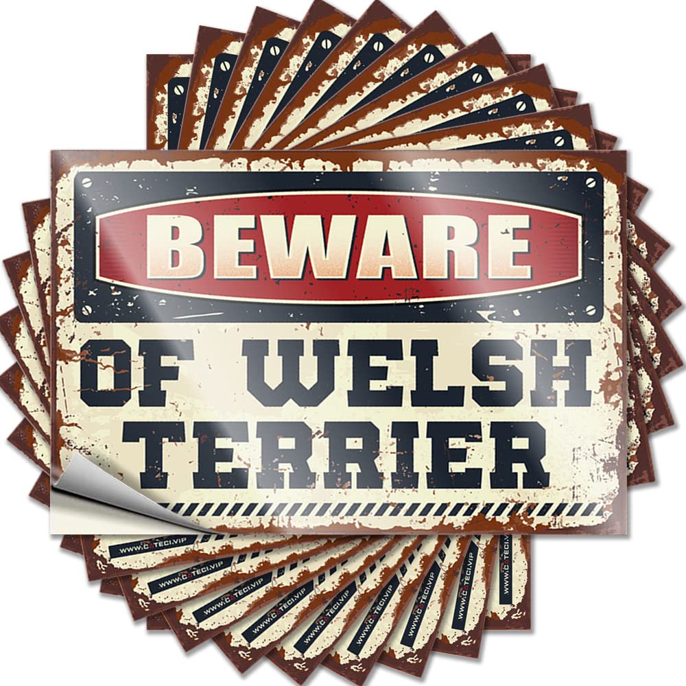 Funny Sticker Beware of Welsh Terrier Funny Sticker 10 Pcs Car Stickers Decal Stickers for Cars(6X9CM)