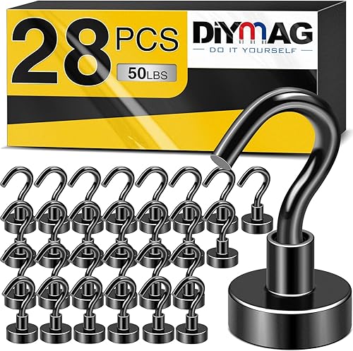 Vista 79 de DIYMAG Ganchos magnéticos para colgar accesorios de cubículo, 118 libras 2025 cruise Cabin Ship Essentials, gancho magnético resistente con imanes