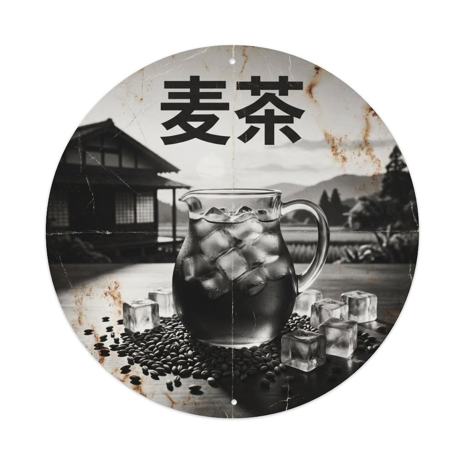 Japanese Travel Tea Culture Oolong Teahouse Black White Metal Tin Sign
