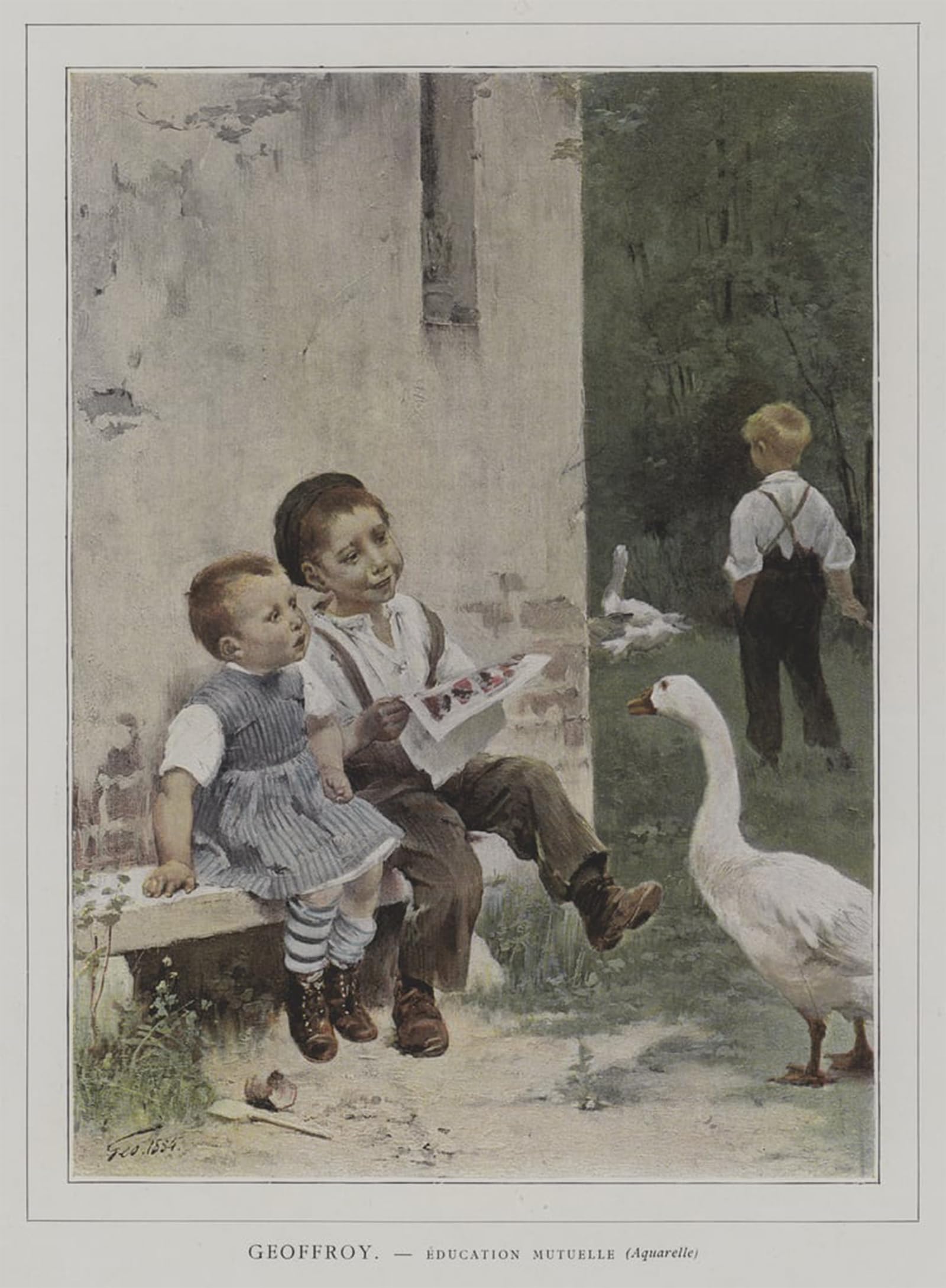 POSTERIIk Vintage Art Print Images Pictures Print Mutual Education by Henry Jules Jean Geoffroy Modern Colour Posters for Office Home Decor 60x90cm