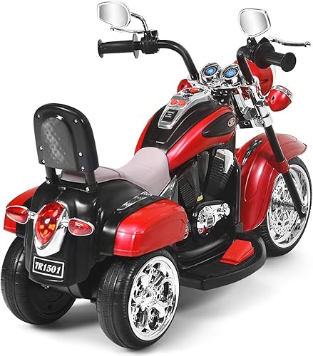 Miniatura 9 de Costzon Motocicleta picadora para niños triciclo de motocicleta alimentado por batería de 6 V con bocina faro interruptor de avancereverso