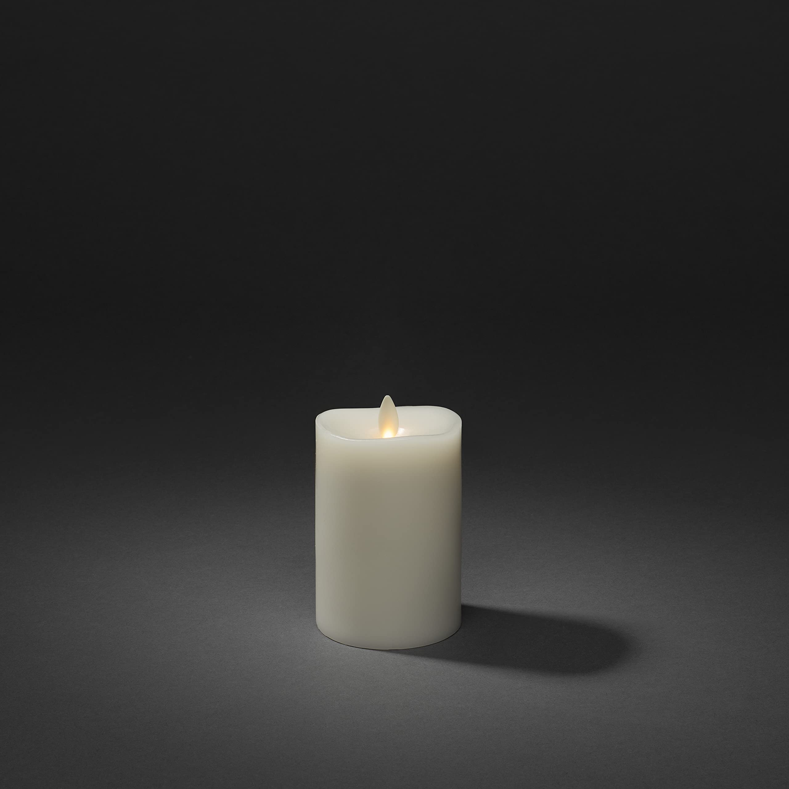 Konstsmide Candela a LED in vera cera, con fiamma 3D e bordo fuso, superficie di cera liscia, timer 5H, 1 diodo bianco caldo, funzionamento a batteria, 2 batterie AA da 1,5 V (esclusa)