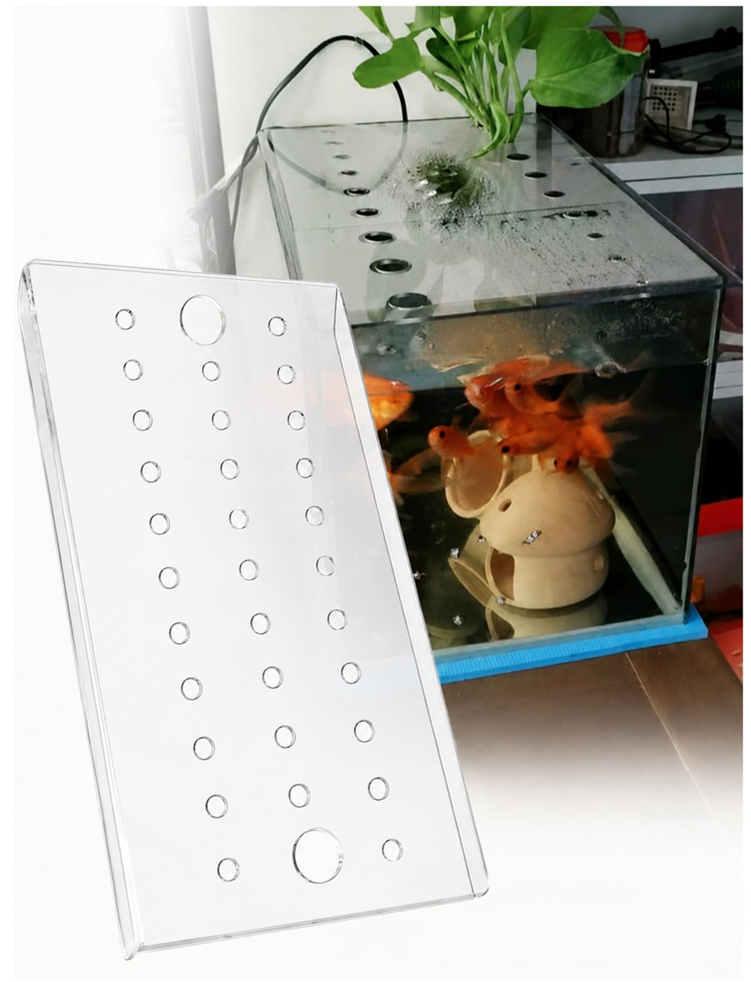 Genérico Tapa Transparente para Acuario Anti-Salto, Cubierta Acrílica con Orificio de Alimentación de 30 mm, Tapa Extraíble para Acuario Abierto(140x50x0.4 cm)