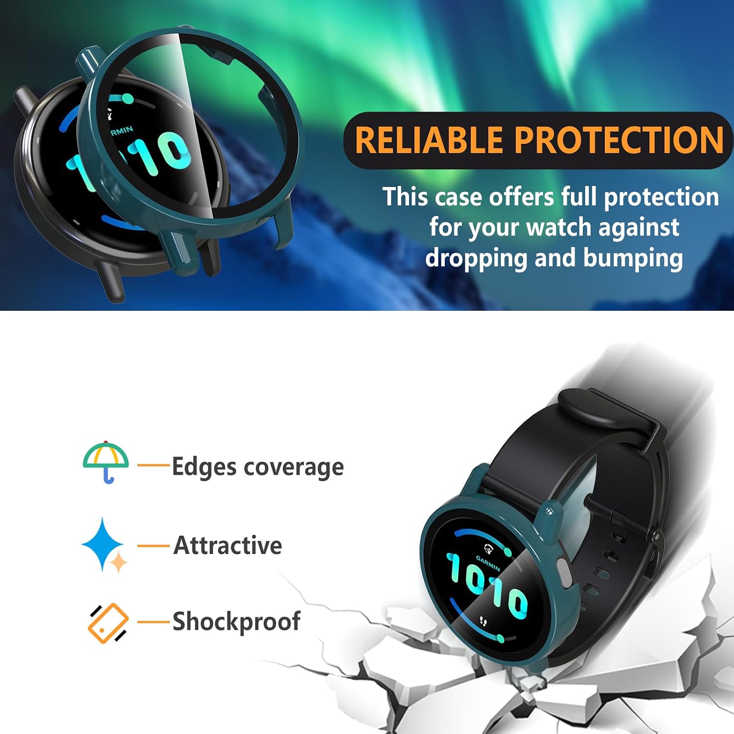 Hianjoo (5 Pack) Case Compatible with Garmin Vivoactive 5, Built-in Thin HD Tempered Glass Screen Protector Overall Cover Replacement for Garmin Vivoactive 5 Smartwatch