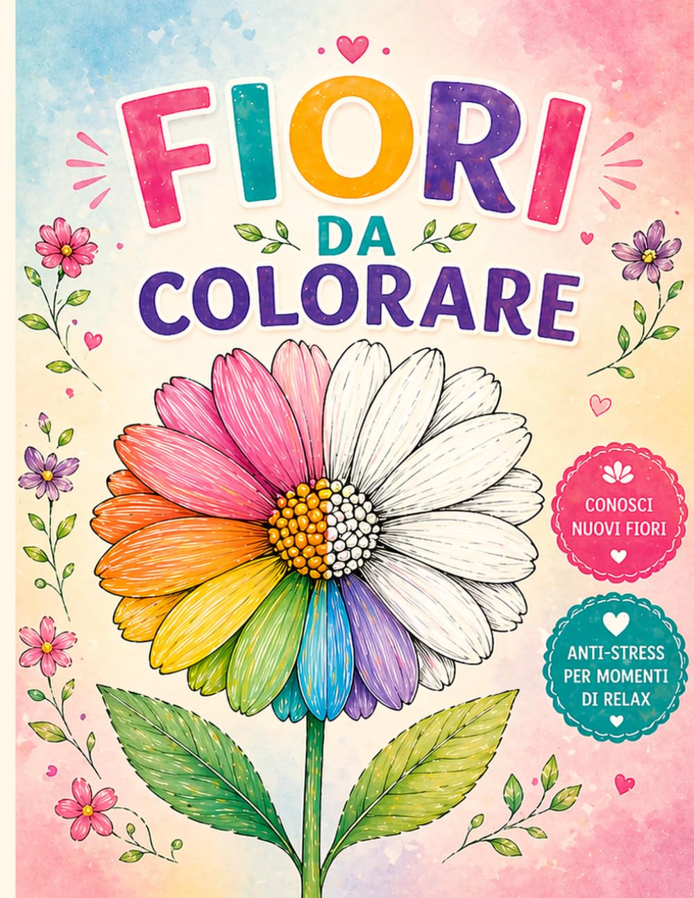 Fiori da Colorare - Libro da colorare: 30 Disegni Grandi con Nomi dei Fiori | Libro Creativo per Relax e Concentrazione