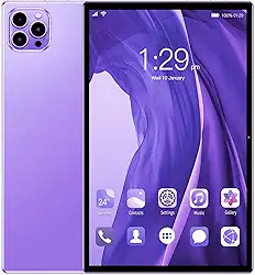 Tablet V62 10.1" FHD Android 12, MTK6797, Câmera 24MP, Bateria 8000mAh – Modelos com 6GB, 8GB, 12GB RAM e até 512GB – Sem Marca – Com Tela Full HD (Lilas, 6+128)