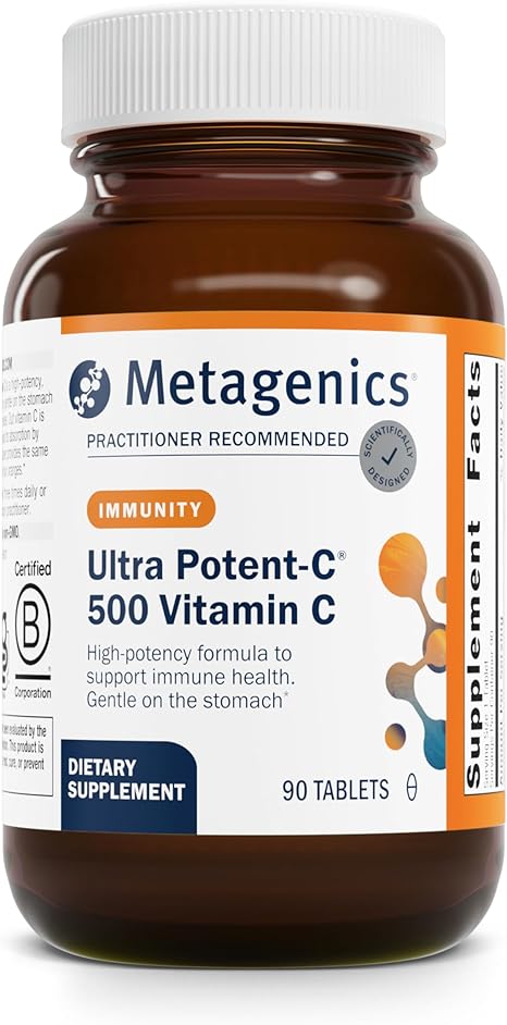 Metagenics Ultra Potent-C 500 - Buffered Vitamin C Supplement for Immune Support, Antioxidant Defense & Collagen Formation - Gentle, Stomach-Friendly, Non-GMO, Gluten-Free - 90 Tablets