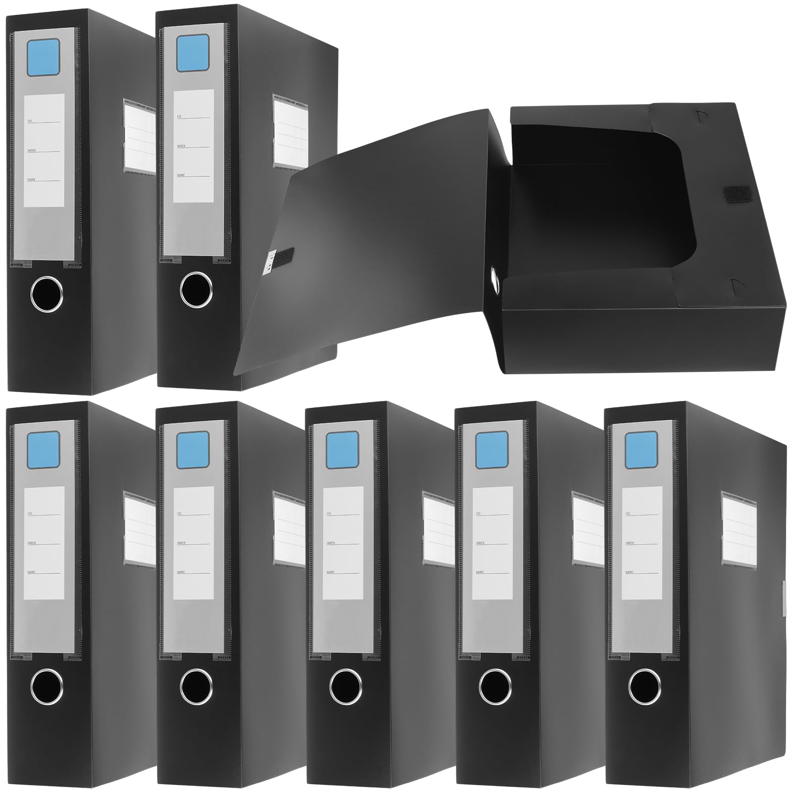 8 archivadores A4, 31 x 23,6 x 7,5 cm, color negro, 700 hojas de capacidad