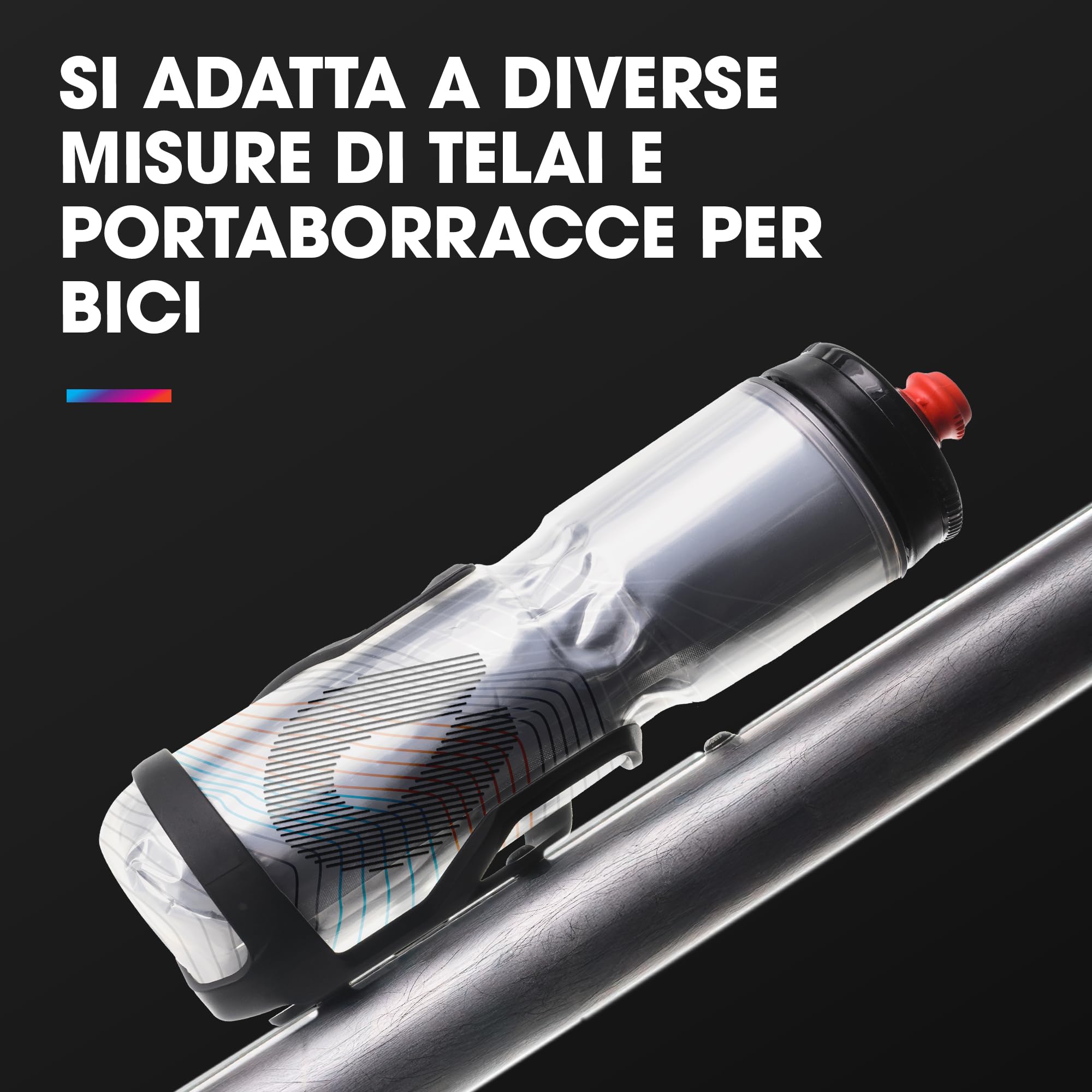 HydraPak Polar Surge Borraccia termica per bici - Borraccia ad alto flusso, per ciclismo e sport (Black, 700 ml)