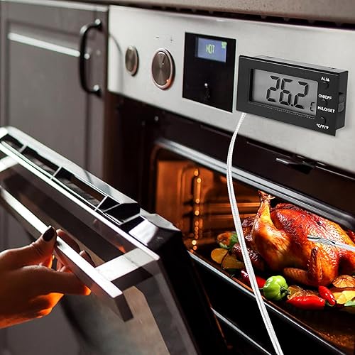 Miniatura 2 de Termómetro digital para horno -58F a 572F-58.0 F-572.0 F, termómetro con sonda, alarma de temperatura alta y baja, LCD, CelsiusFahrenheit LXSZRPH