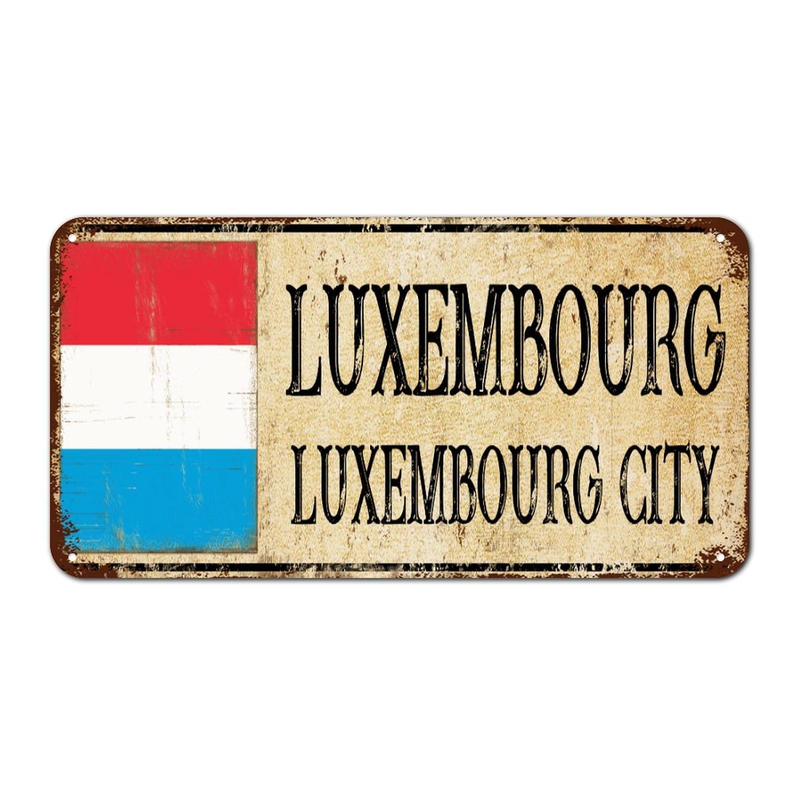 Yelolyio LUXEMBOURG CITY Aluminum Metal Sign Luxembourg Vintage Retro Metal Signs Country Souvenir Metal Tin Sign Quality Metal Sign for Front Porch Kitchen 12x6in