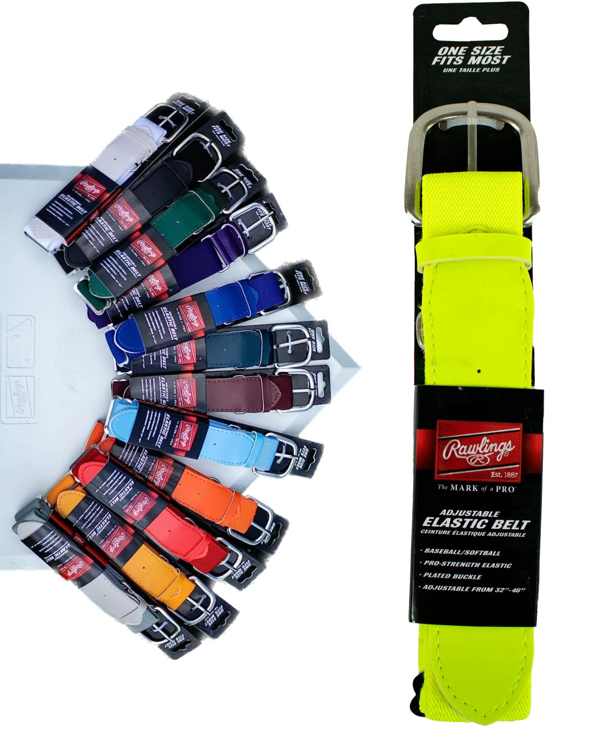 Rawlings | Elastic Game Day Belt | Baseball/Softball | Adult/Youth | Multiple Colors