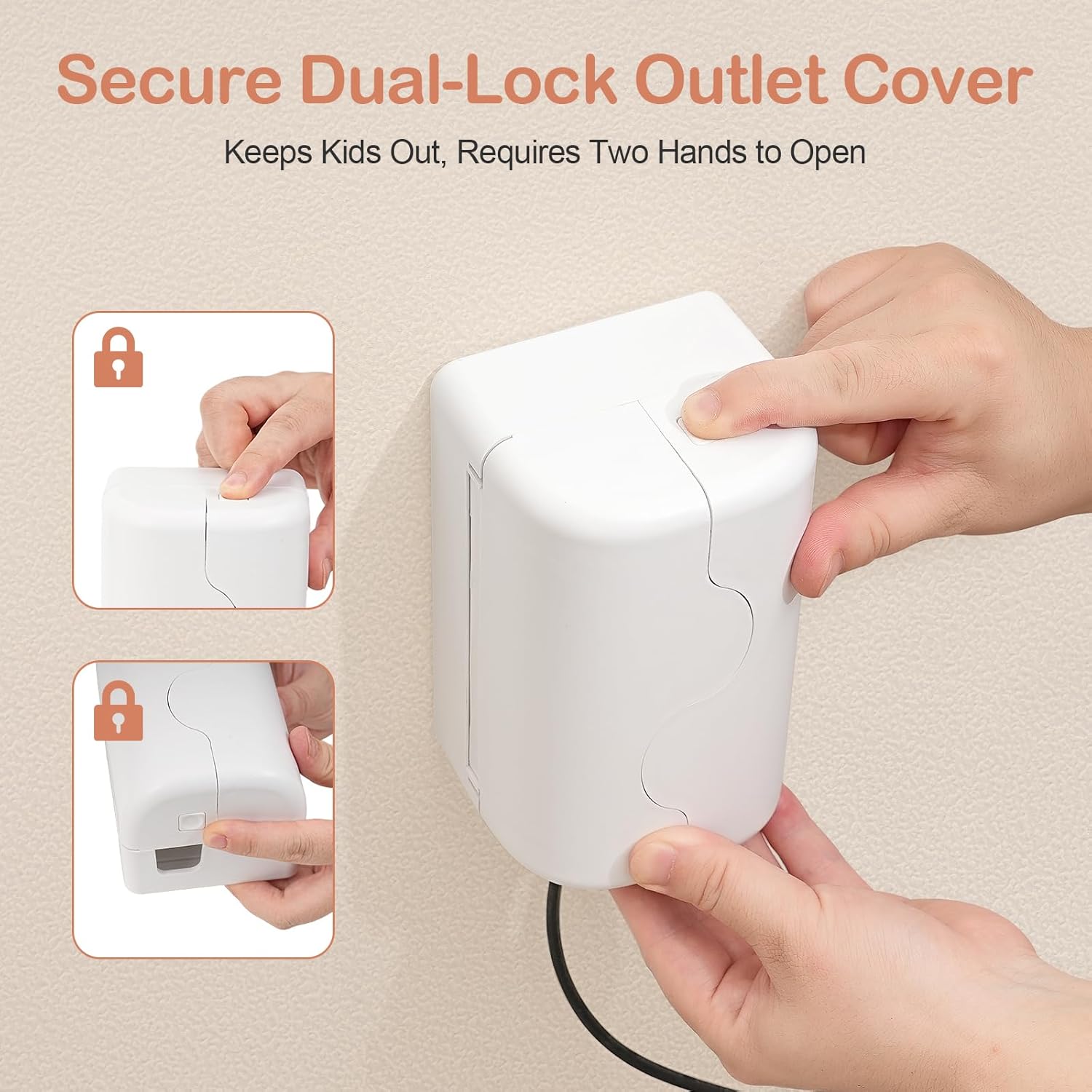 Child Proof Outlet Cover, Double Lock System, Duplex & Decorator Electrical Outlet Plates, Indoor Wall Outlet Covers Box, White, Large Interior Space