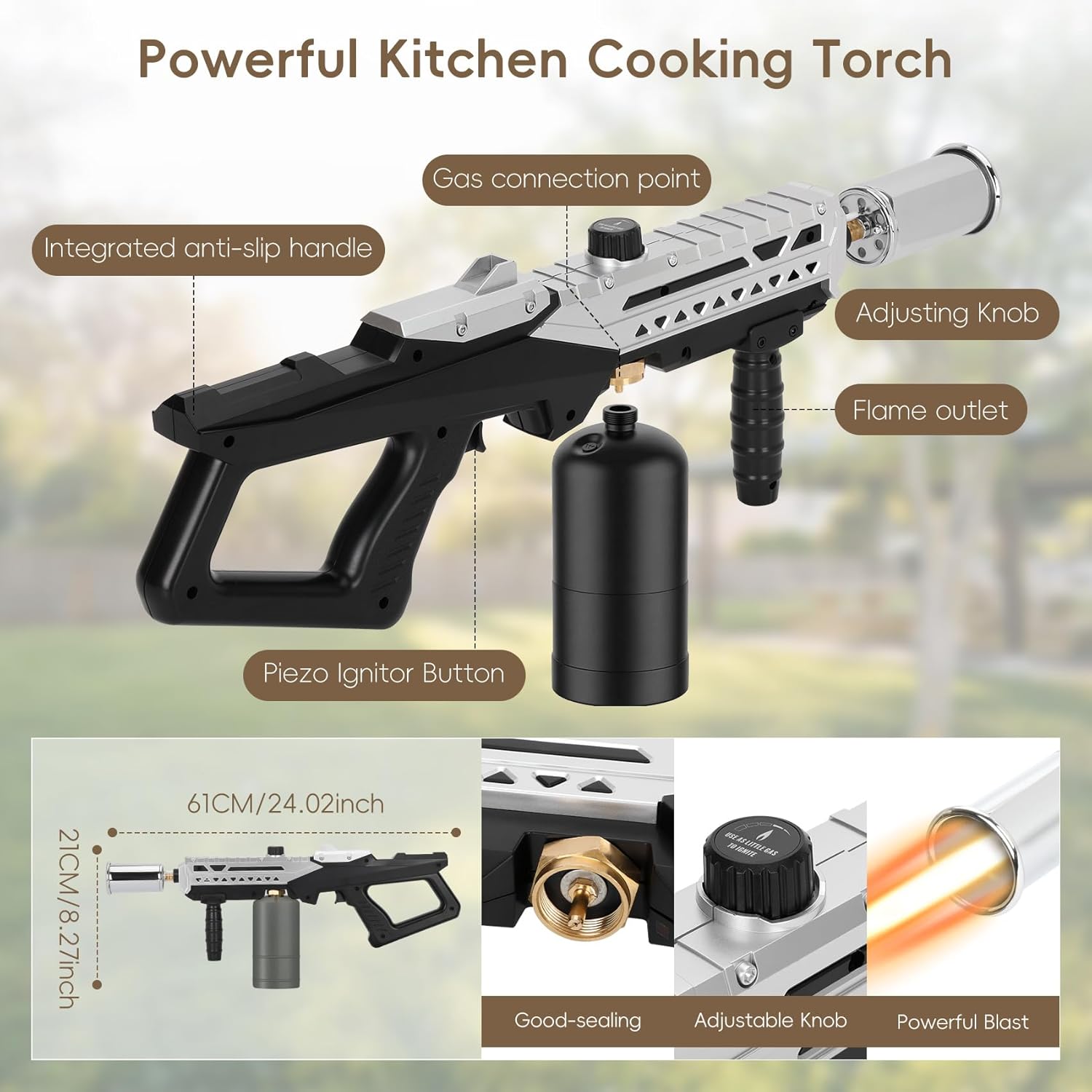 Powerful Propane Torch Gun, 3272°F Adjustable Flame Thrower Gun, Multi-Use Kitchen Torch & Culinary Torch for BBQ, Grilling, Searing Steak, Weed Burning, Soldering – Gifts for Men (Tank Not Included)