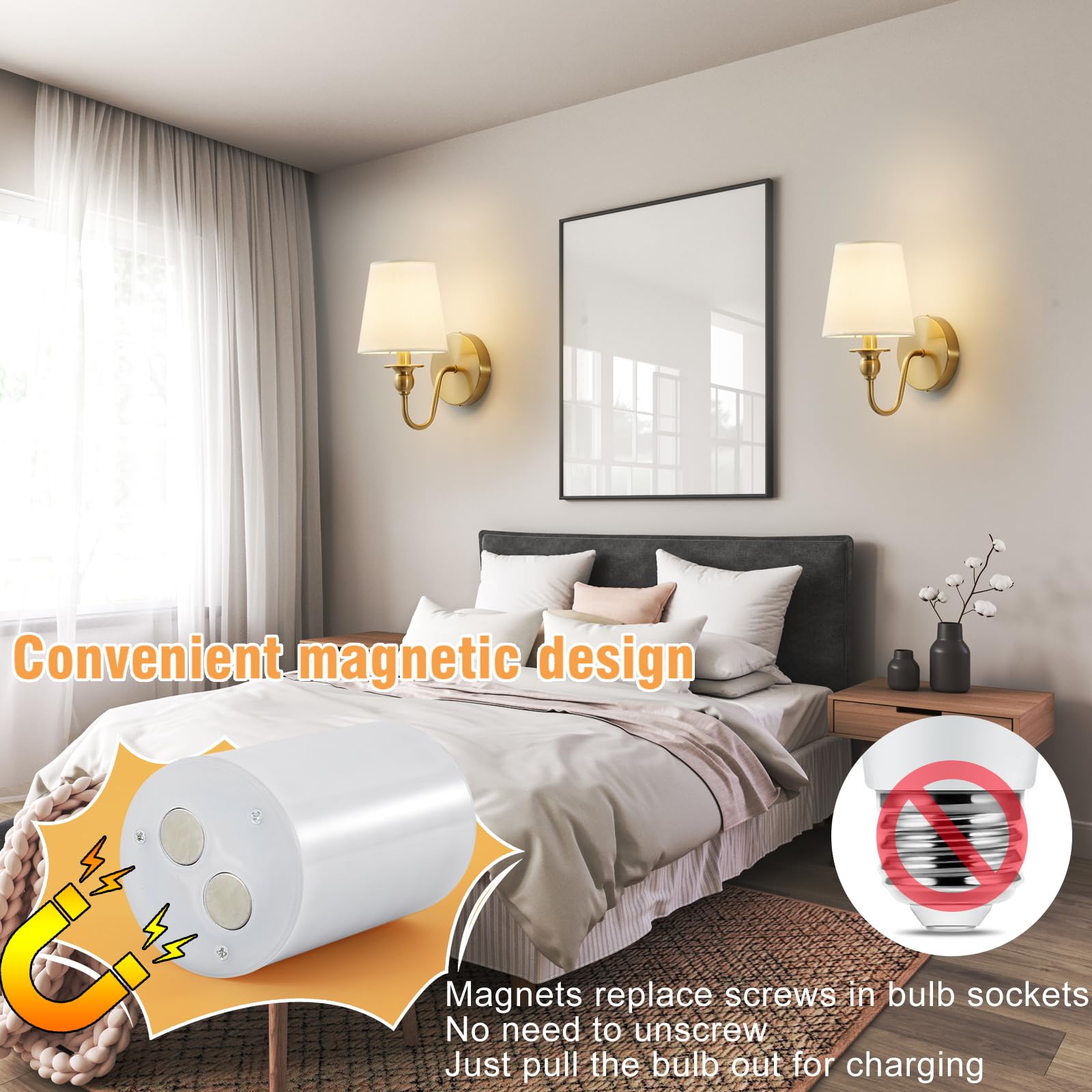 Battery Operated Wall Sconces Set Of 2, Rechargeable Sconces Wall Decor - View #3