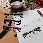 5 Pack Verres de lecture pour les femmes hommes avec charnière de printemps bleu lumière blocage clair Lens lecteurs d'ordinateur