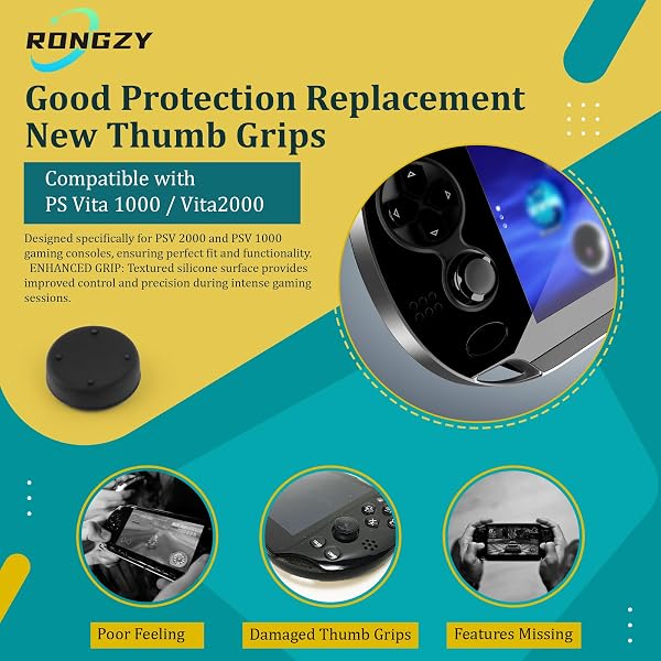 RongZy 6Piezas Joystick Kit de Reparación para PS Vita PSV 2000 2001 Thumbstick Reemplazo de Analógico Joystick Accesorios con Thumb Grips Herramientas Reparación - 2