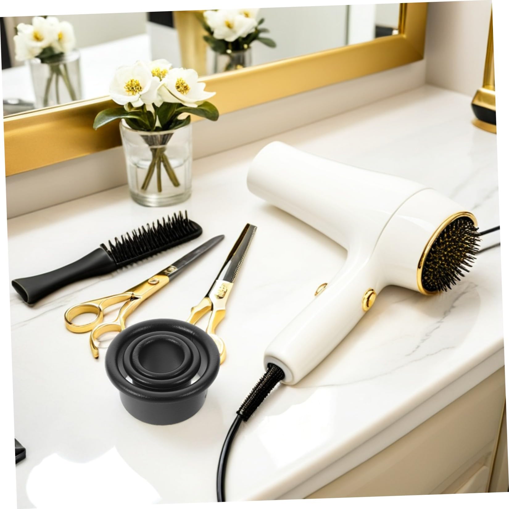 ifundom Soporte para Secador de Pelo Diseño Compacto y Manos Libres de Acero Inoxidable 6 Piezas Organizador Adecuado para Accesorios de Peluquería Hogar
