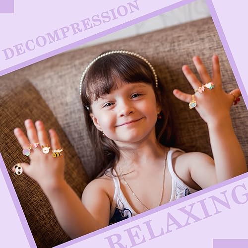 Miniatura 7 de Juego de 9 anillos giratorios giratorios para ansiedad, anillos giratorios para ansiedad, apilables, giratorios, calmantes, ajustables para mujeres,