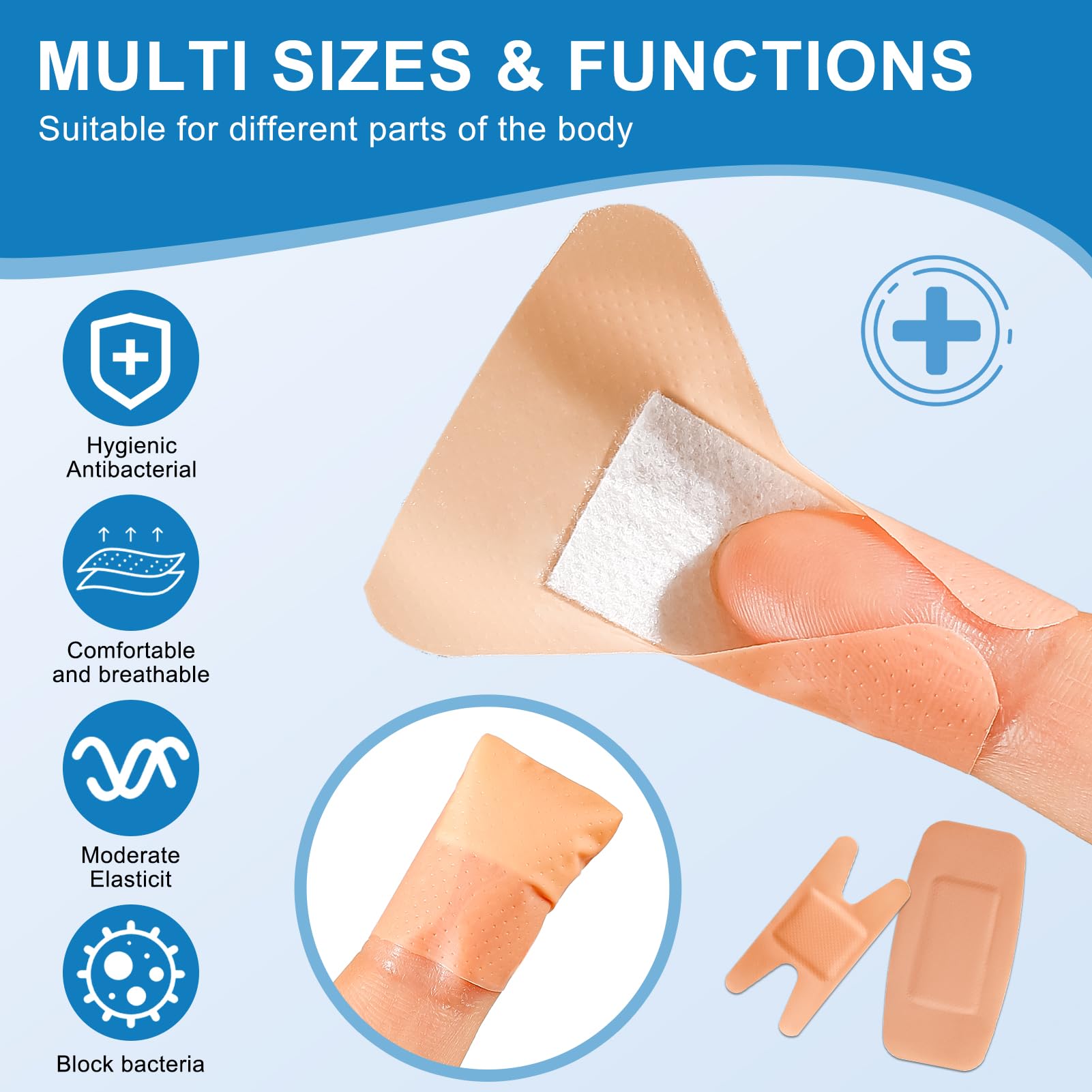Bandagen, verschiedene Packungen, 800 Stück, sortiert, große selbstklebende Fingerspitze, wasserdicht, atmungsaktiv, für Erste Hilfe und Schutz von Wunden (10 Stile)