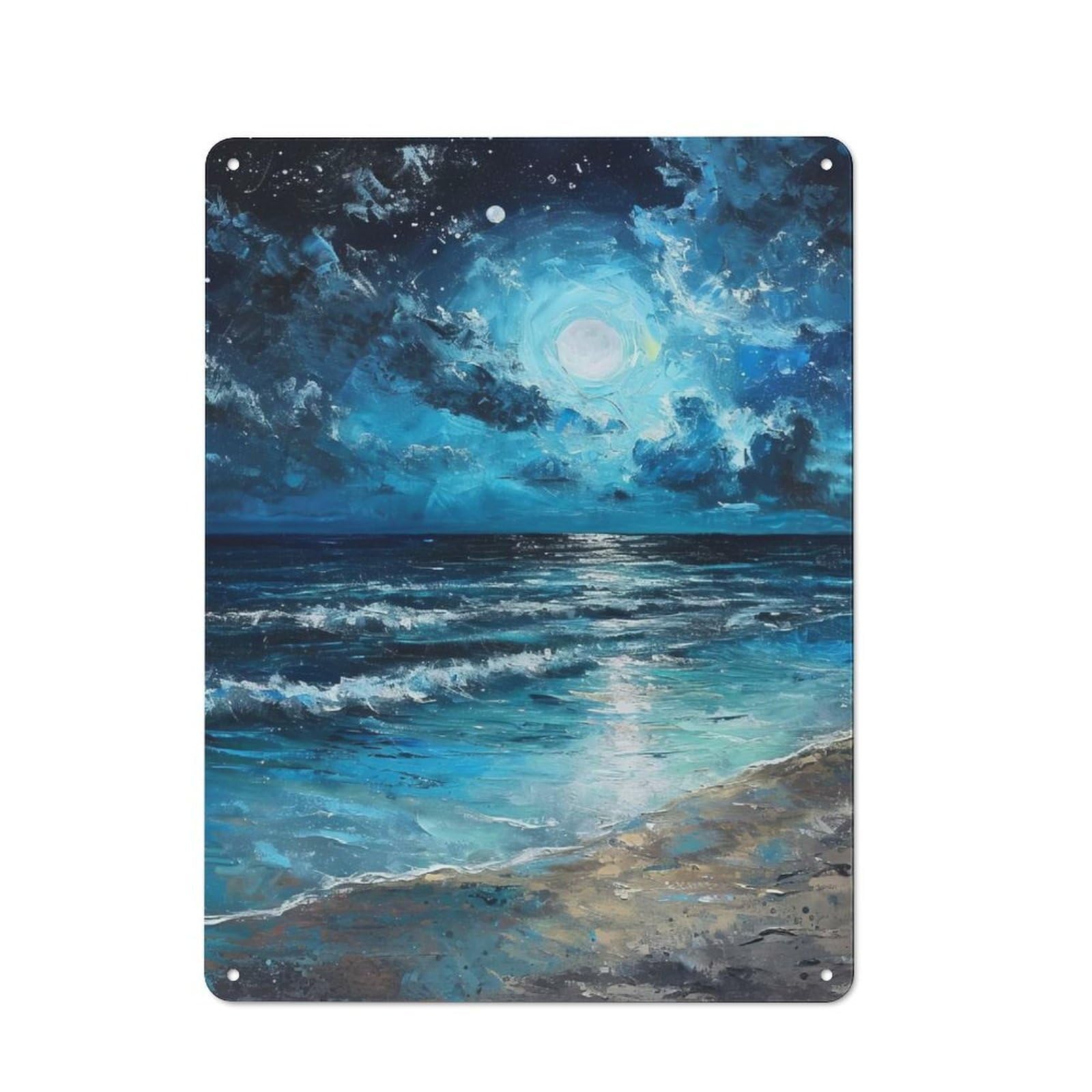 Metal Plaque with Starry Seaside Design 40x30cm, Retro Kitchen Wall Decor for Bakery, Diner, Cafe Or Family Room