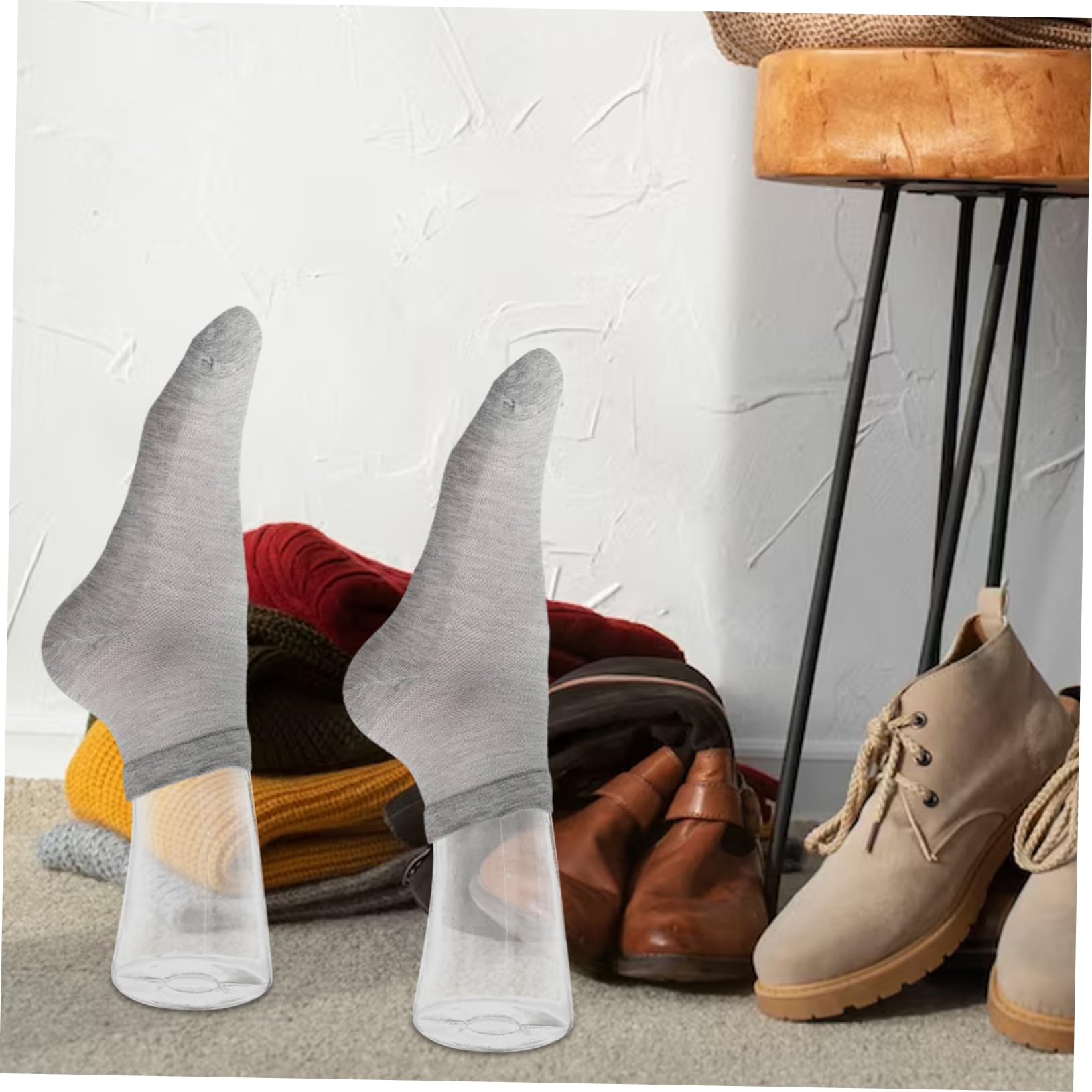MAGICLULU Sockenfuß Mannequin mit Einzigartigem Umgekehrtem Displaydesign aus PE 2 Stück Langlebig und Geeignet für Verschiedene Sockenlängen für Schaufenster und Verkaufspräsentationen