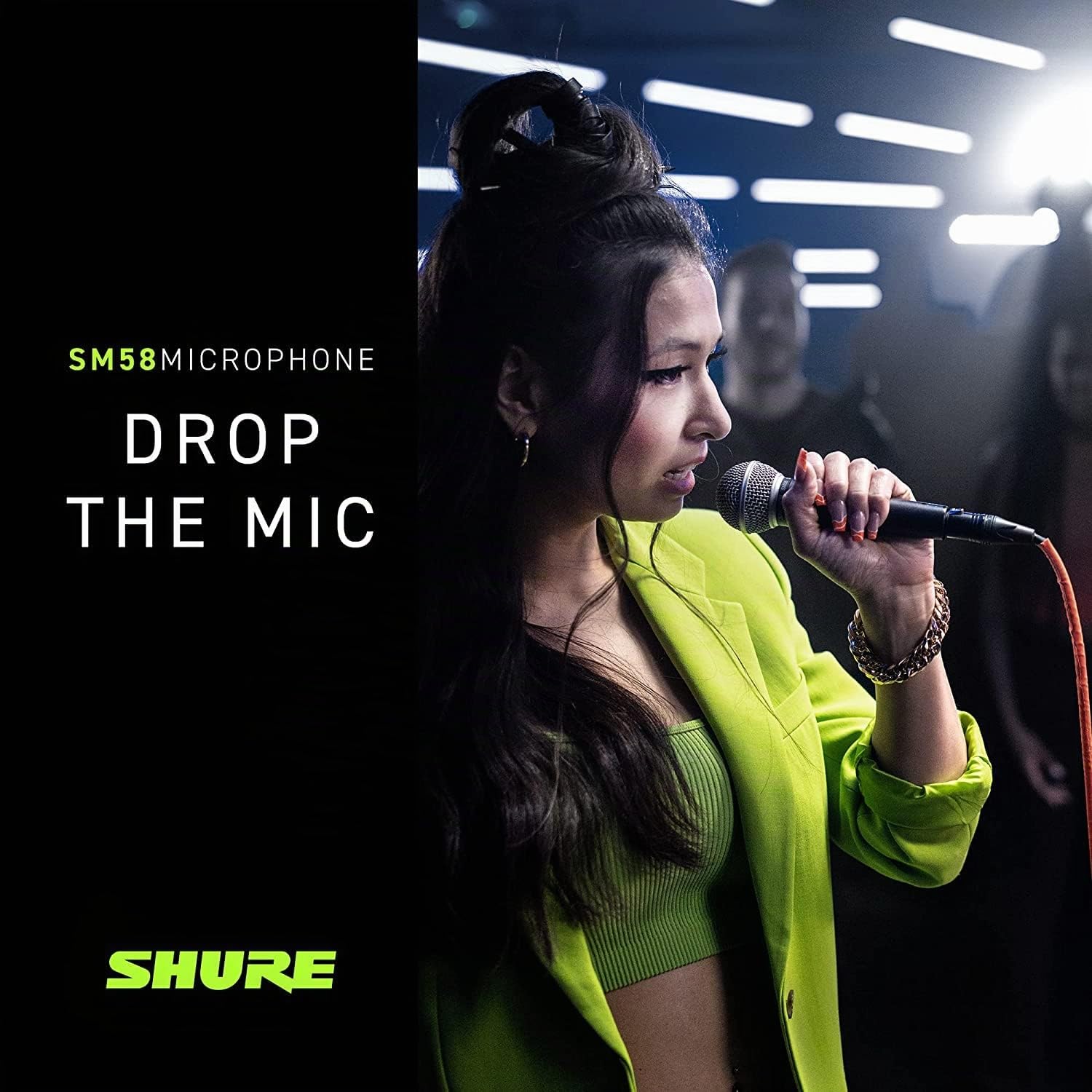 Shure SM58-LC Dynamisches Gesangsmikrofon mit Nierencharakteristik, pneumatischer Stoßdämpfer, integriertem Poppfilter, A25D Mikrofonklammer, 3-poligem XLR-Anschluss, ohne Kabel (SM58-LCE)