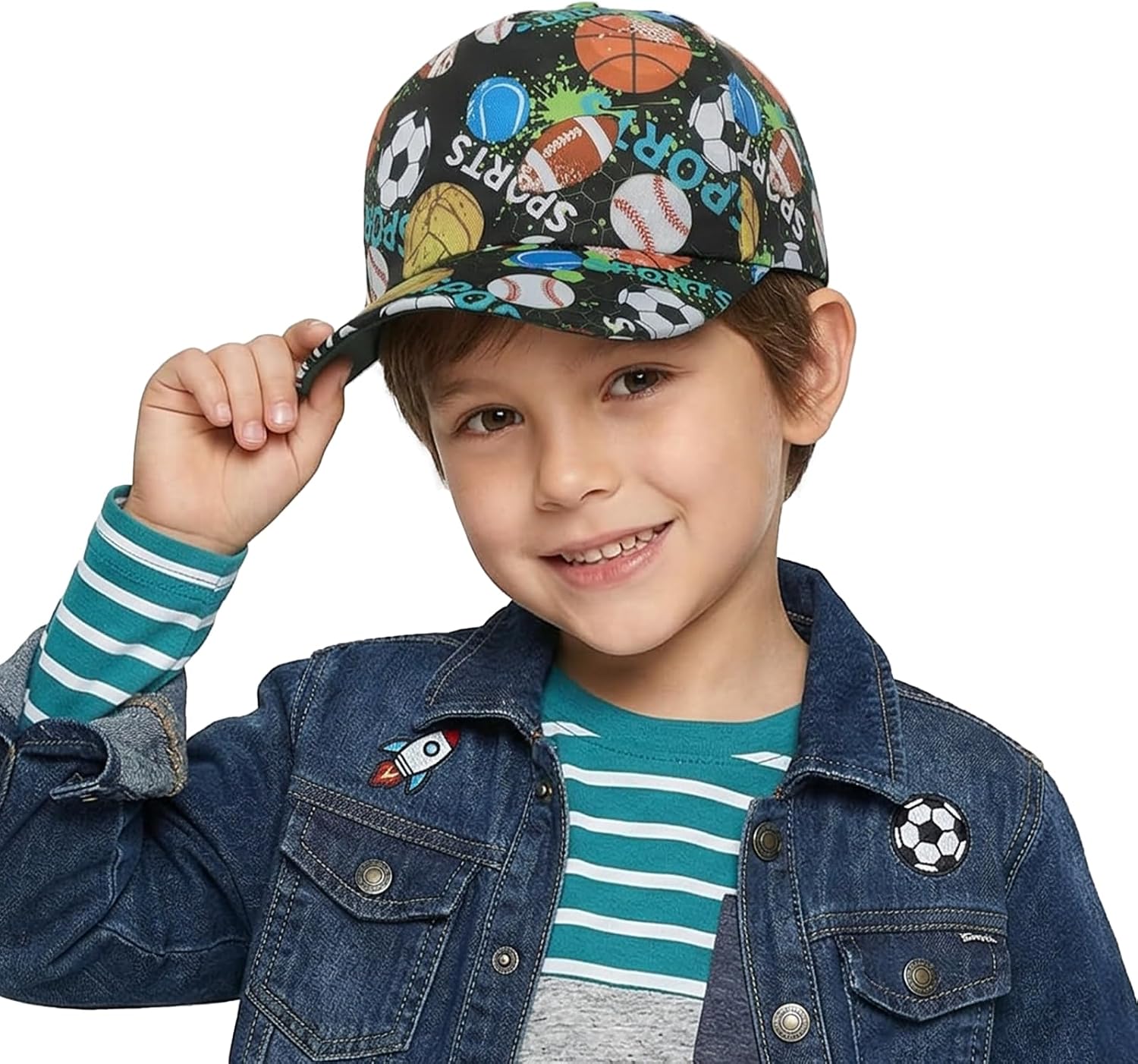 Kids Baseball Cap Adjustable Summer Sun Hat Curved Brim Trucker Hats for Boys Girls 4-8 Years Outdoor School Travel Sports