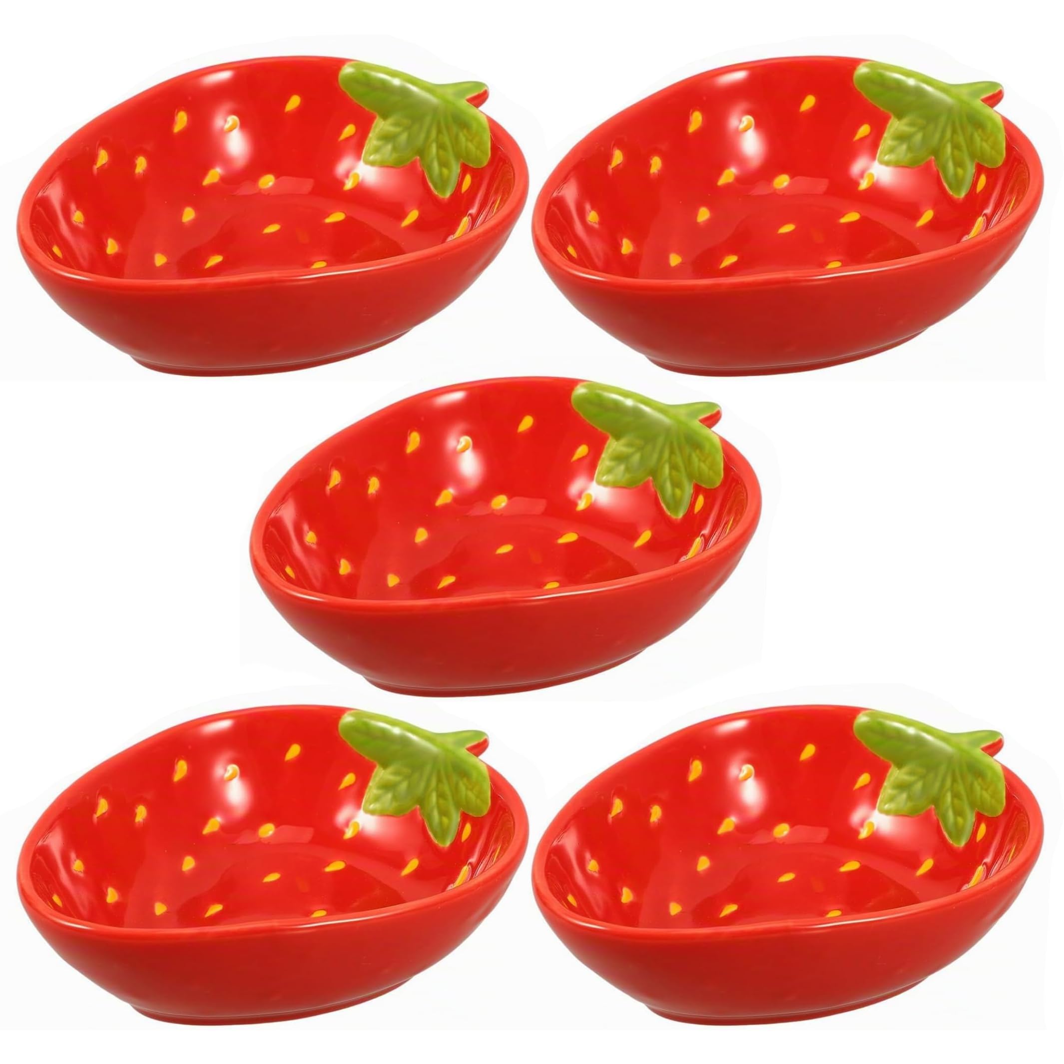Confezione da 5 ciotole per fragole graziosi piatti in ceramica per fragole rossi