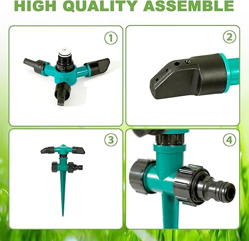 Miniatura 5 de Aspersor de césped para patio, rociadores de agua de jardín para césped, rociadores de patio, sistema de riego automático de rotación de 360 grados
