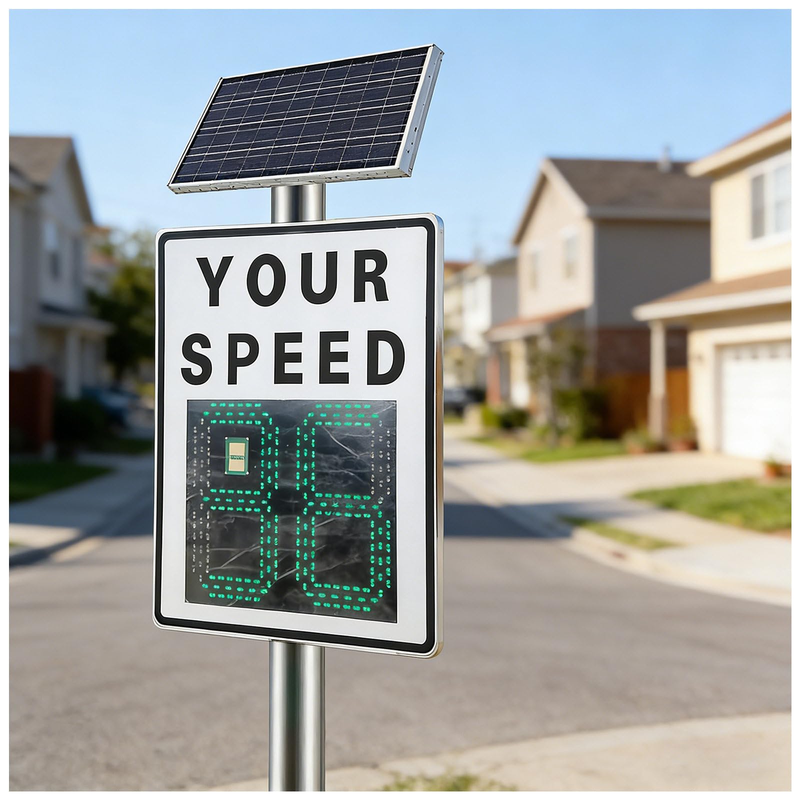 Cielobloen Multicolor Aluminum Radar Speed Detector Sign – Solar Powered, 23.6"×35.4", Ip65, 200M Distance, 4+ Lanes Detection, Wireless Speed Display With Instant Feedback And Remote Control
