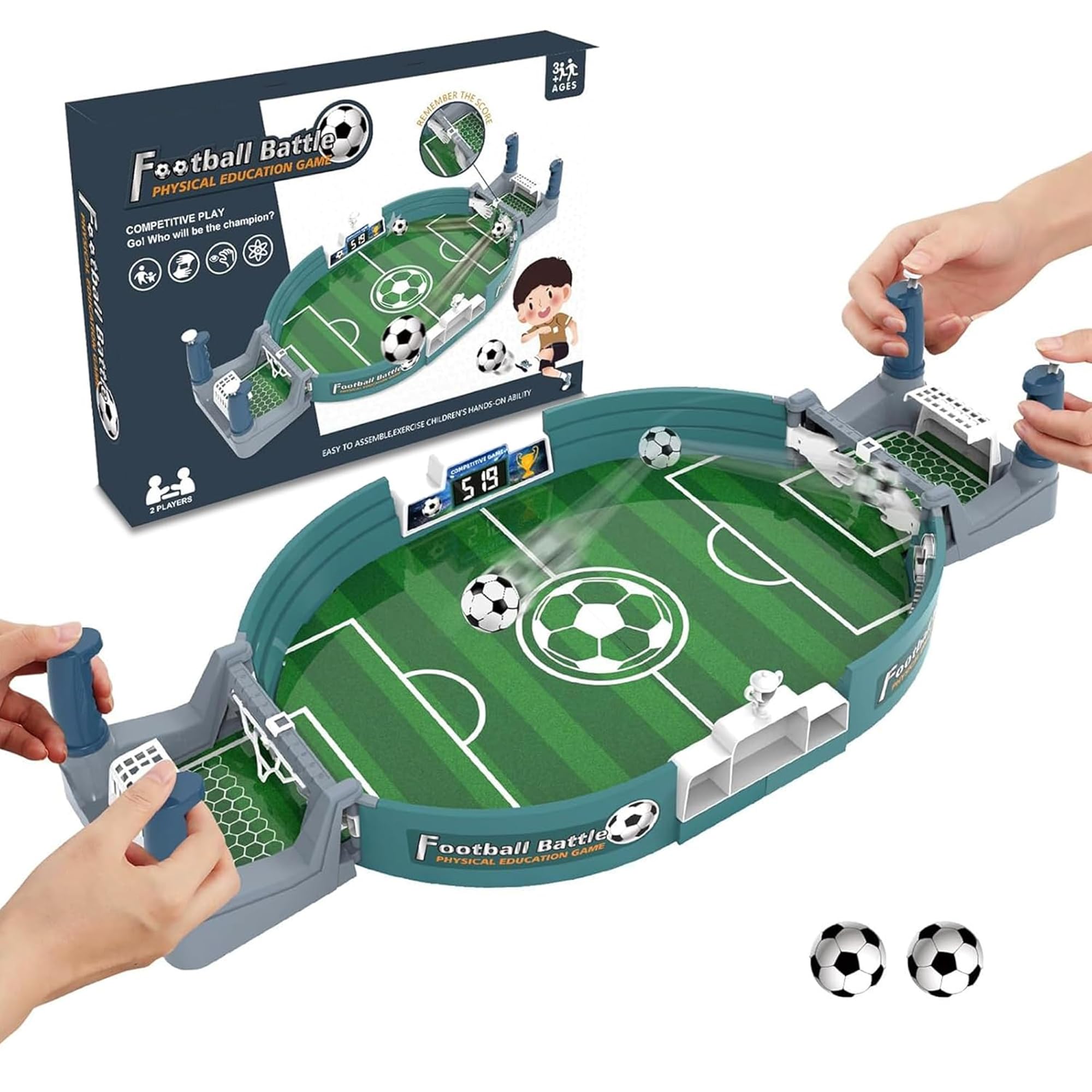 Kidology Mini Football Tabletop Game Set, Soccer Pinball Game for All Ages Indoor Portable Table Top Desktop Sport Board Games for Kids, Adults - Gifts for Boys, & Men, Multicolour