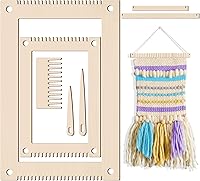 Juexica 7-Piece Wooden Weaving Loom Kit for Beginners & Adults - Complete DIY Craft Set with Tools, Portable Lap Looms for Tapestries, Scarves, Gifts (Beige)