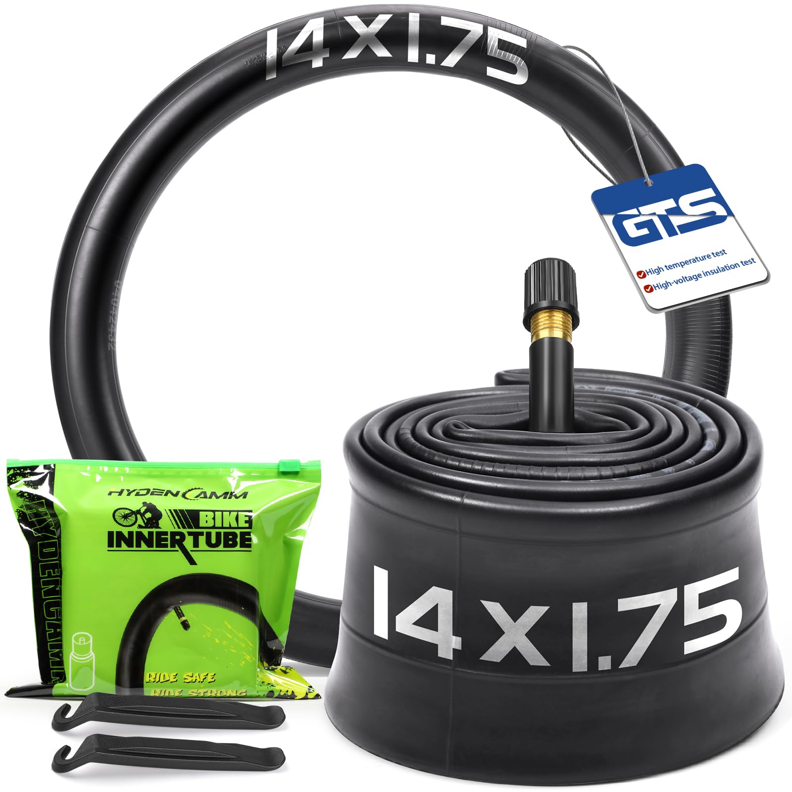 2 Pack 12"/14"/16"/18"/ 20"/ 22"/24"/ 26"/27.5"/28"/29" x1.75/1.95/2.10/2.125 Bicycle Tube with 2 Tire Levers, with 32mm AV Schrader Valve, Inner Tube for Kids/Road/MTB Bike (2 of One Size)ClimatePartner certified