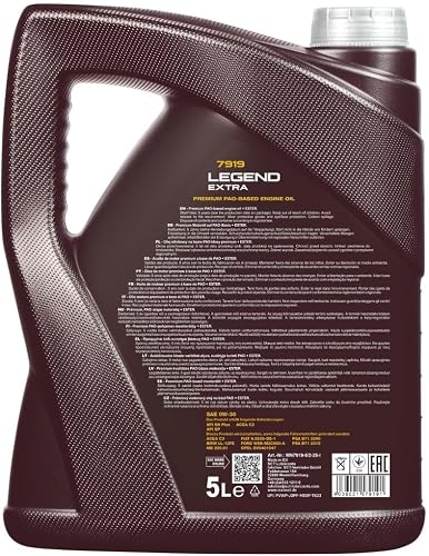 Mannol 5 Litre Legend Extra 0W-30 Engine Oil 7919 API SP ACEA C2 Universal Bi-Synthetic PAO And Ester Technology - 2