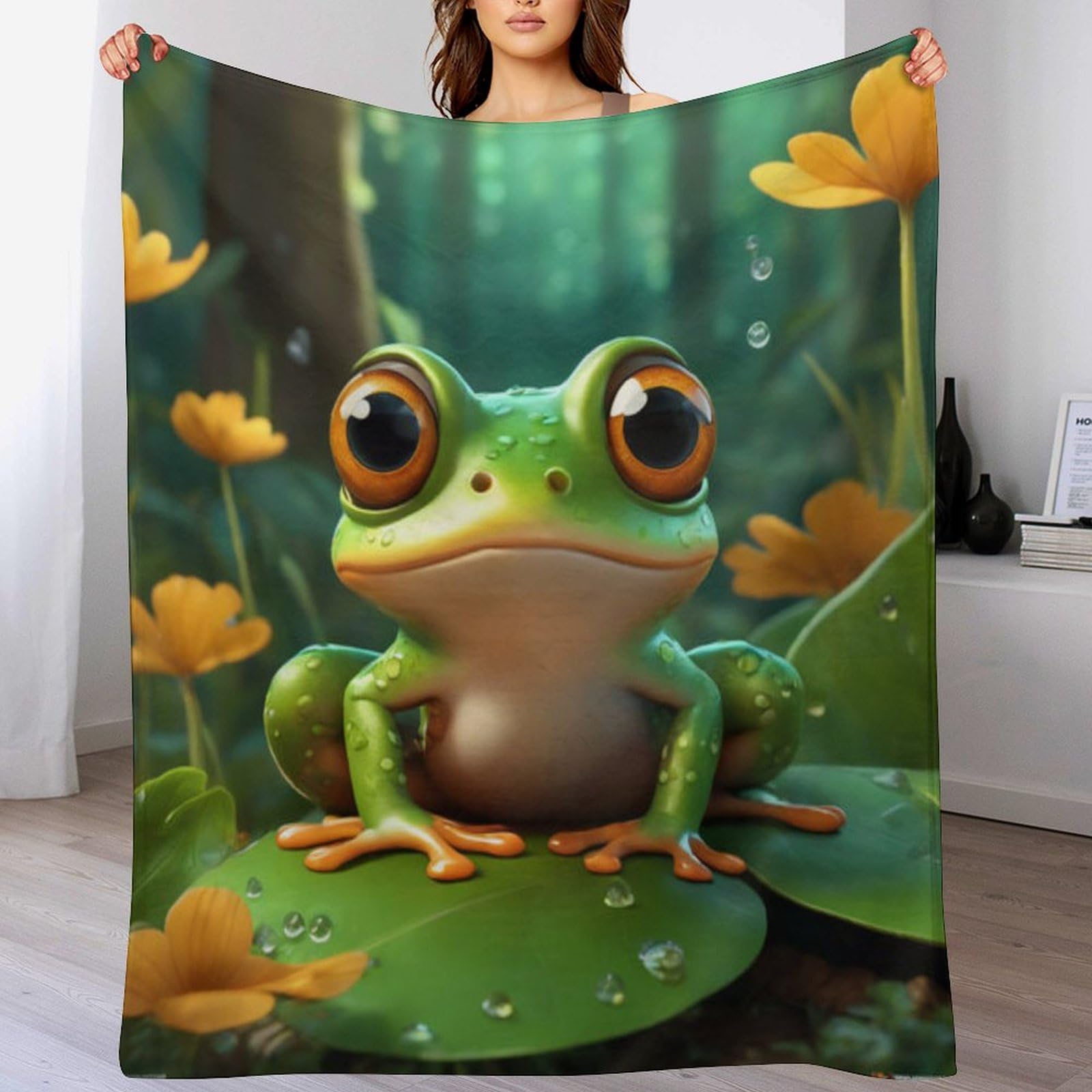 Couverture polaire grenouille en flannel polyester chaud 150x200cm